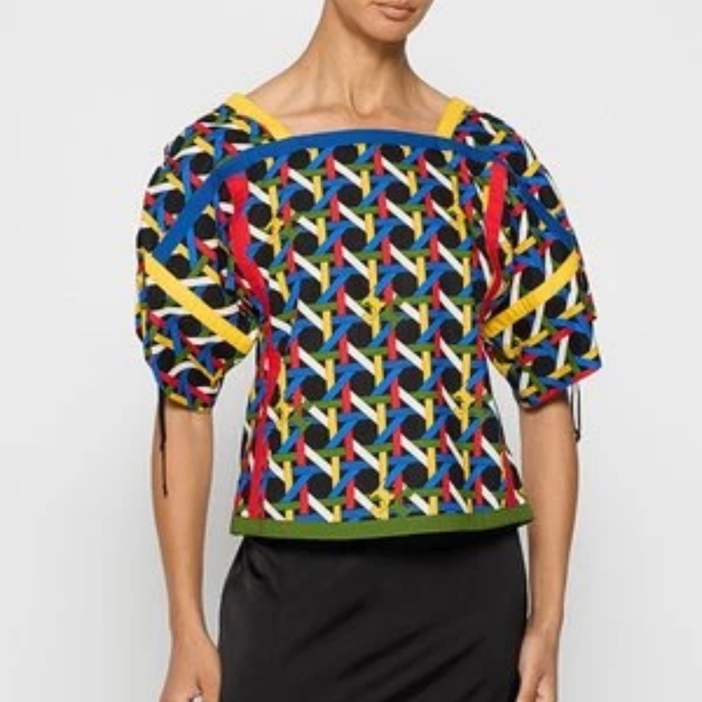 NWT Tory Burch Basketweave Poplin top, size 10